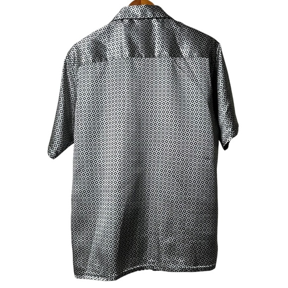 Vintage Robert Louis Large Silk Diamond Pattern Sleep Shirt Button Up Men's 90s - Picture 7 of 8